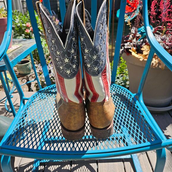 JB Dillon Men’s 14D Square Toe Distressed American Flag Patriotic Cowboy Boots main image 9